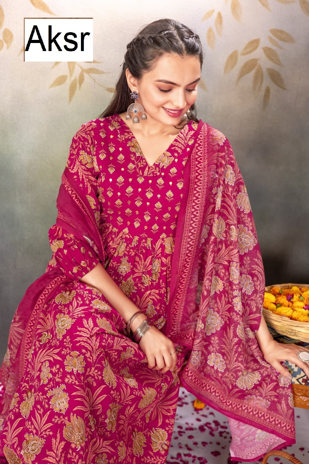 Design 1016 Aksr Pure Cotton Readymade Anarkali Suits Exporter