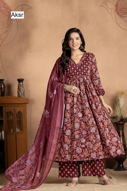 Design 1016 Aksr Pure Cotton Readymade Anarkali Suits Exporter