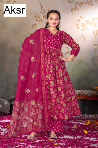 Design 1016 Aksr Pure Cotton Readymade Anarkali Suits Exporter