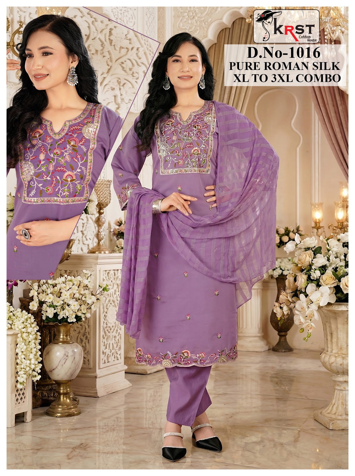 Design 1016 Krst Roman Silk Readymade Pant Style Suits Wholesaler India