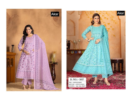 Design 1017 Aksr Pure Cotton Readymade Anarkali Suits Wholesaler Gujarat