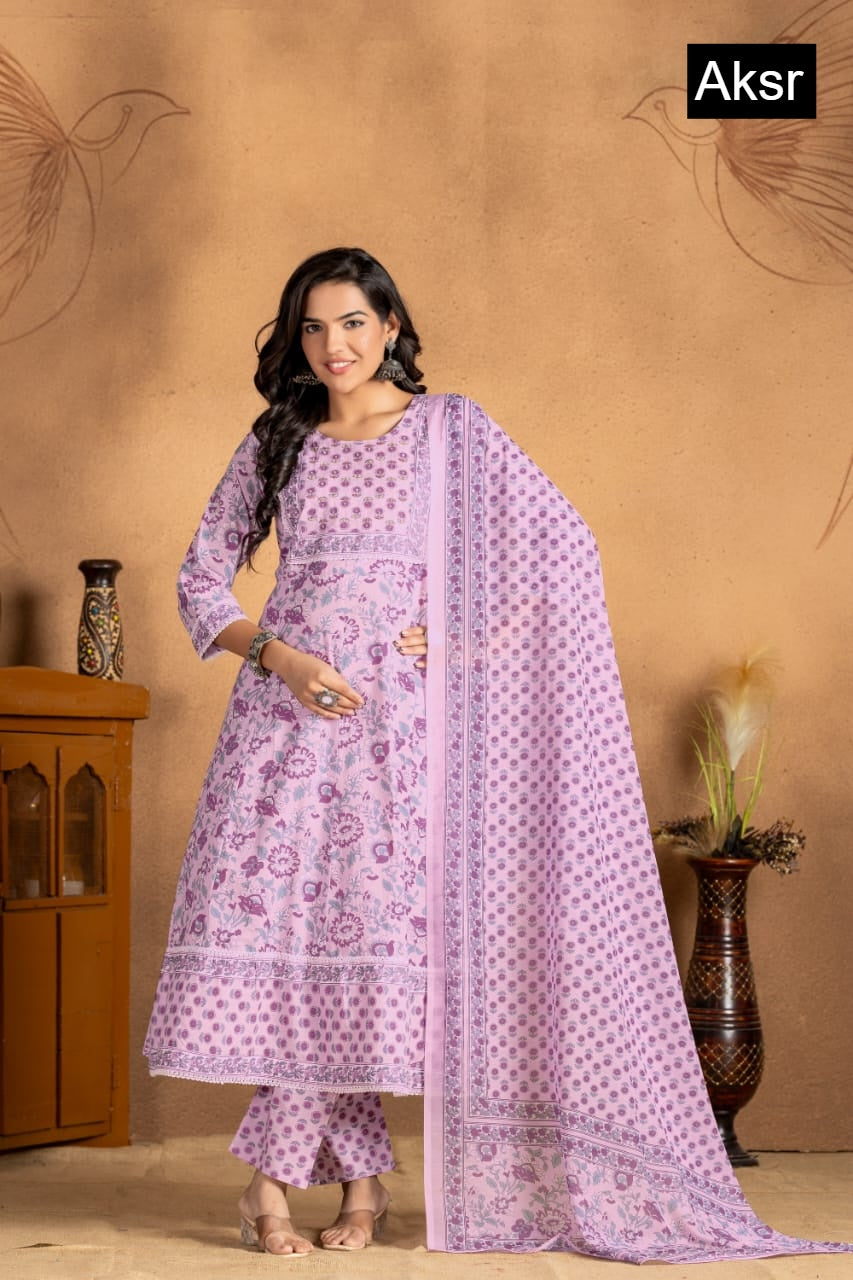 Design 1017 Aksr Pure Cotton Readymade Anarkali Suits Wholesaler Gujarat
