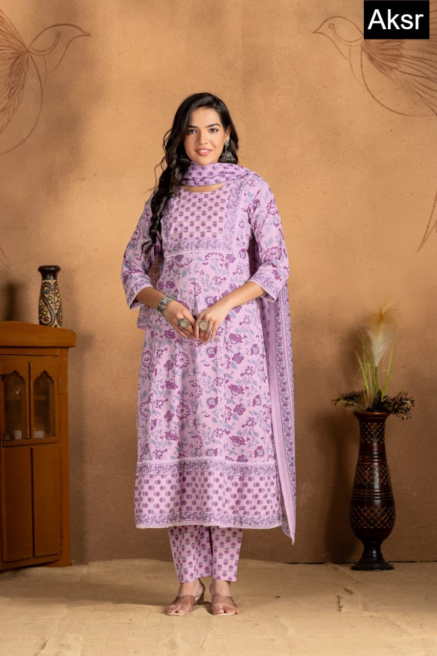 Design 1017 Aksr Pure Cotton Readymade Anarkali Suits Wholesaler Gujarat