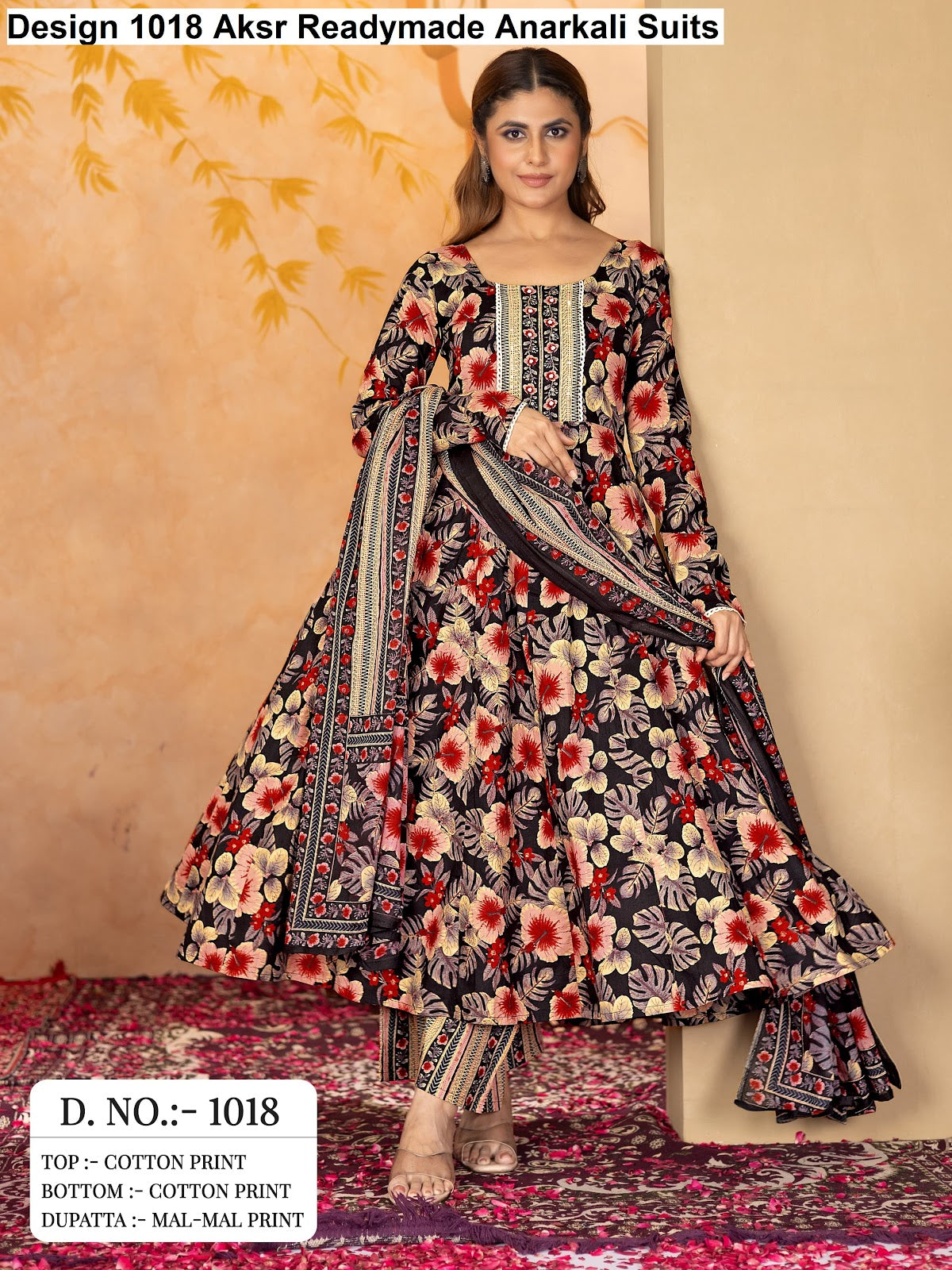 Design 1018 Aksr Cotton Readymade Anarkali Suits Exporter India
