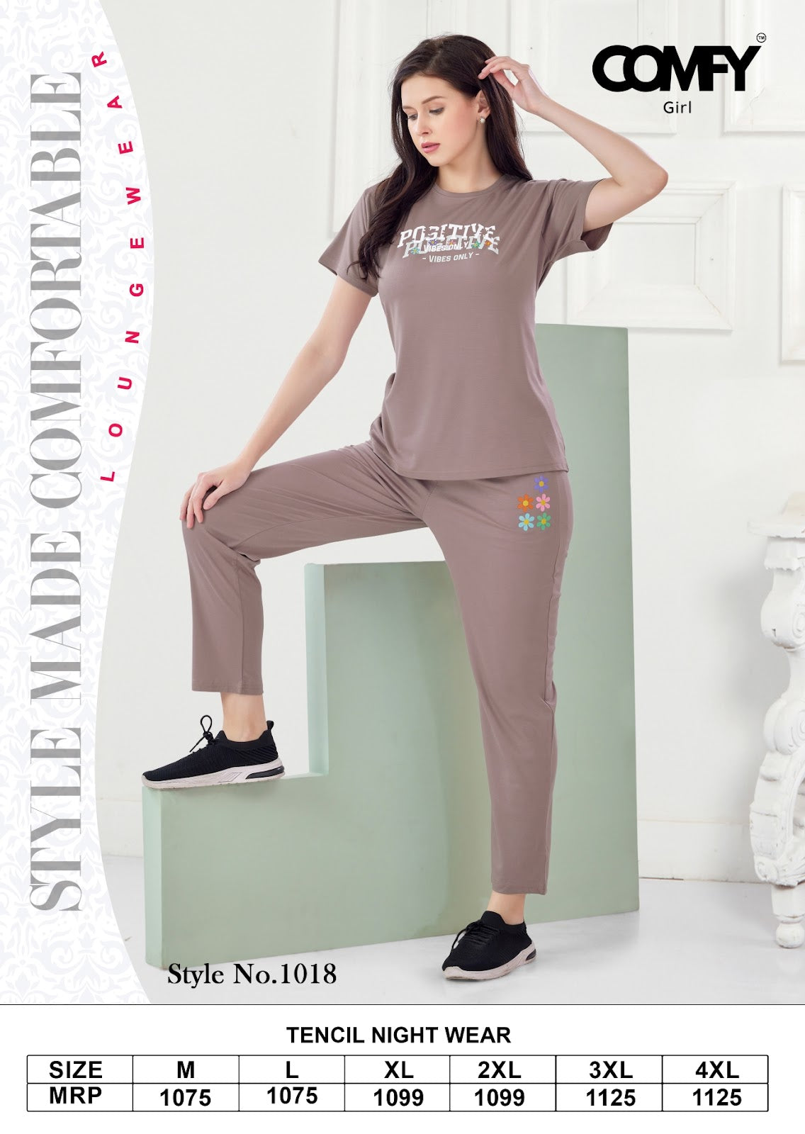 Design 1018 Comfy Tencil Pyjama Night Suits Supplier