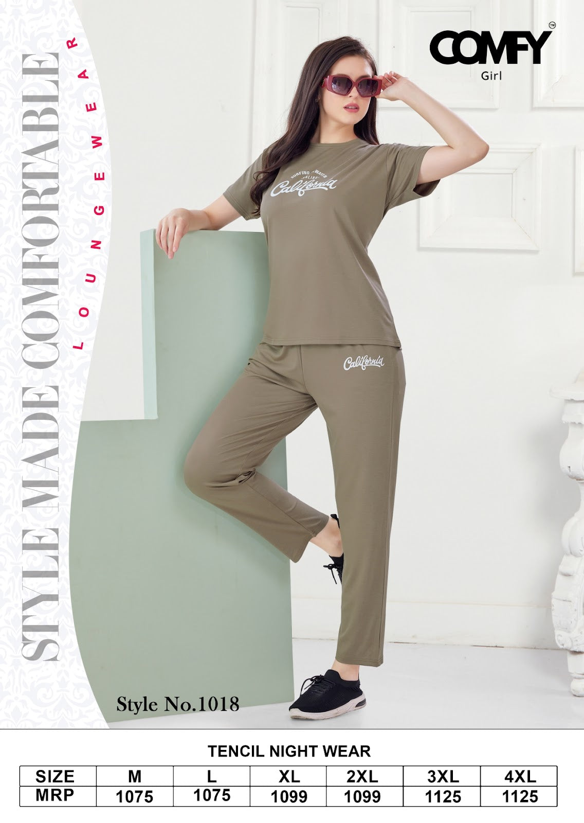 Design 1018 Comfy Tencil Pyjama Night Suits Supplier