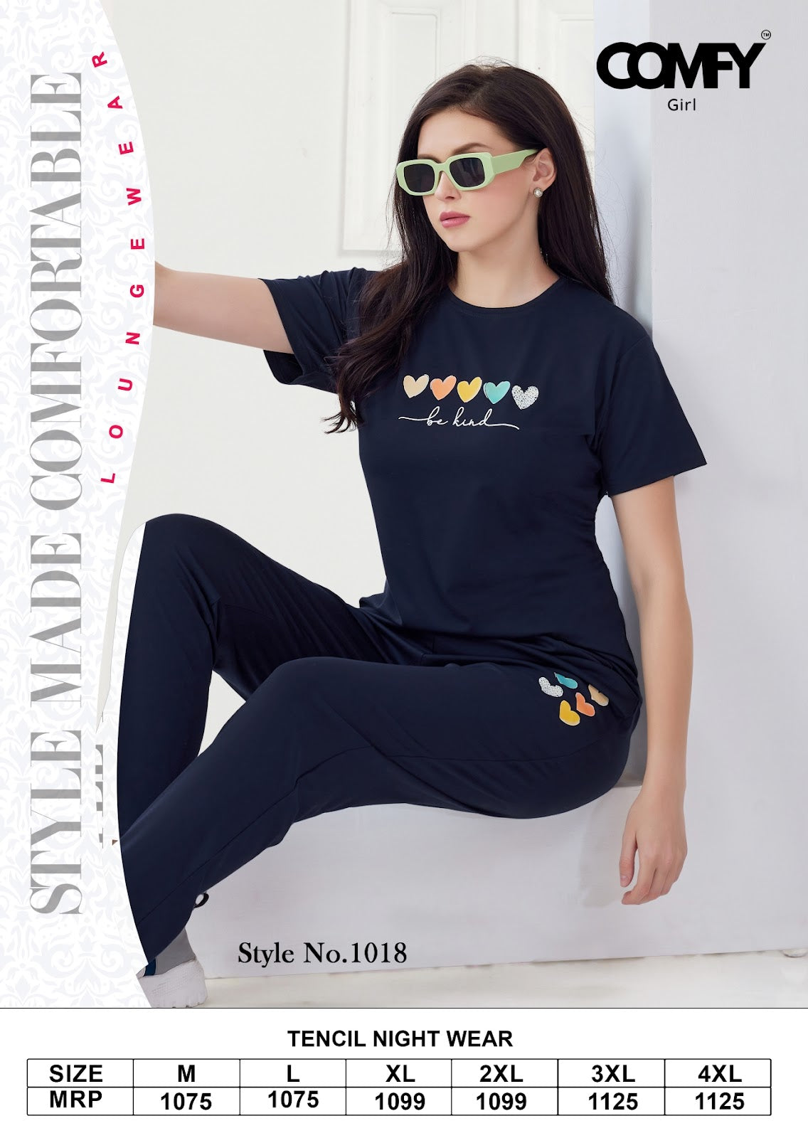 Design 1018 Comfy Tencil Pyjama Night Suits Supplier