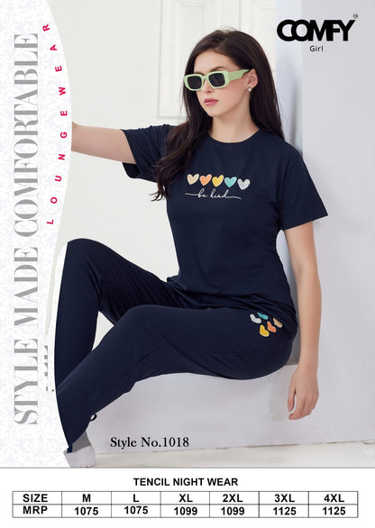 Design 1018 Comfy Tencil Pyjama Night Suits Supplier