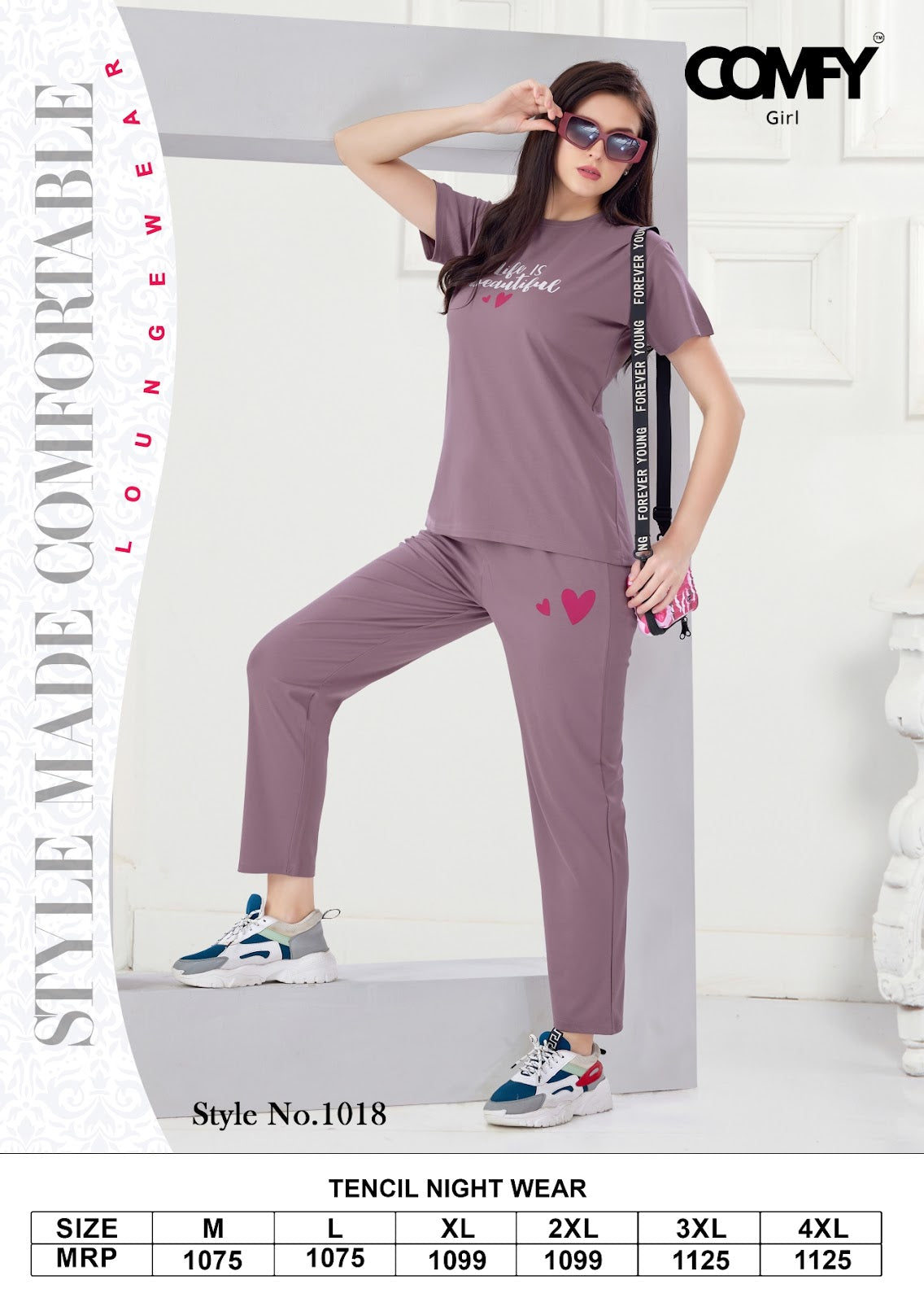 Design 1018 Comfy Tencil Pyjama Night Suits Supplier
