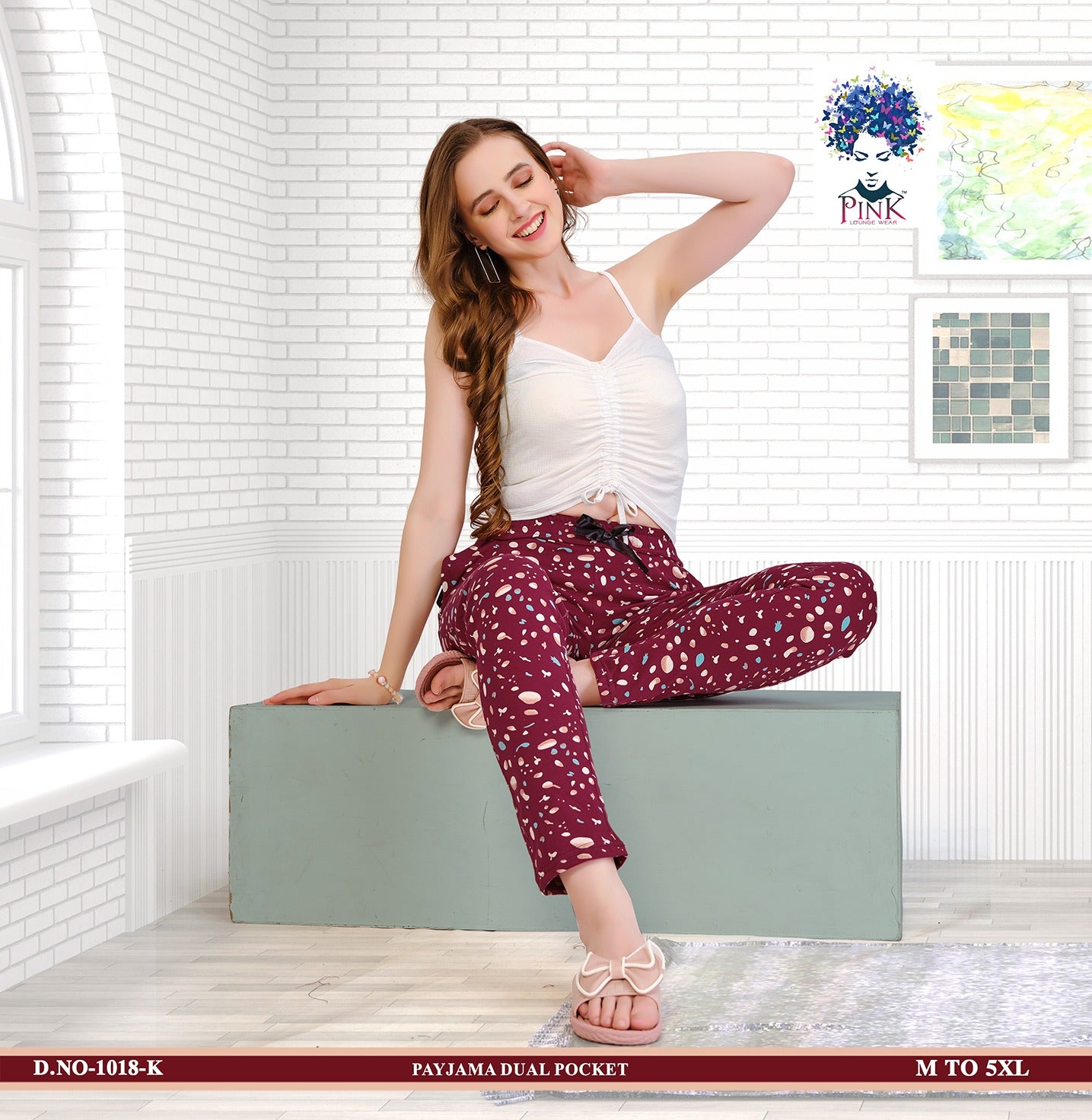 Design 1018 K Pink Women Night Lower Wholesale Rate