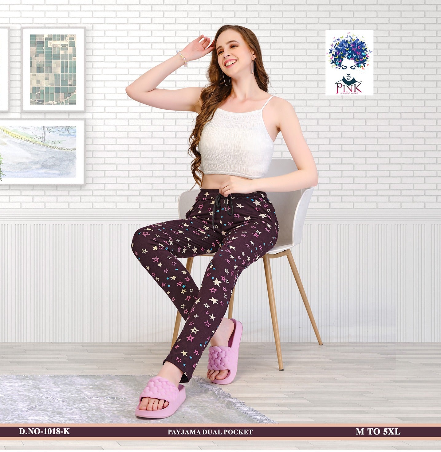 Design 1018 K Pink Women Night Lower Wholesale Rate