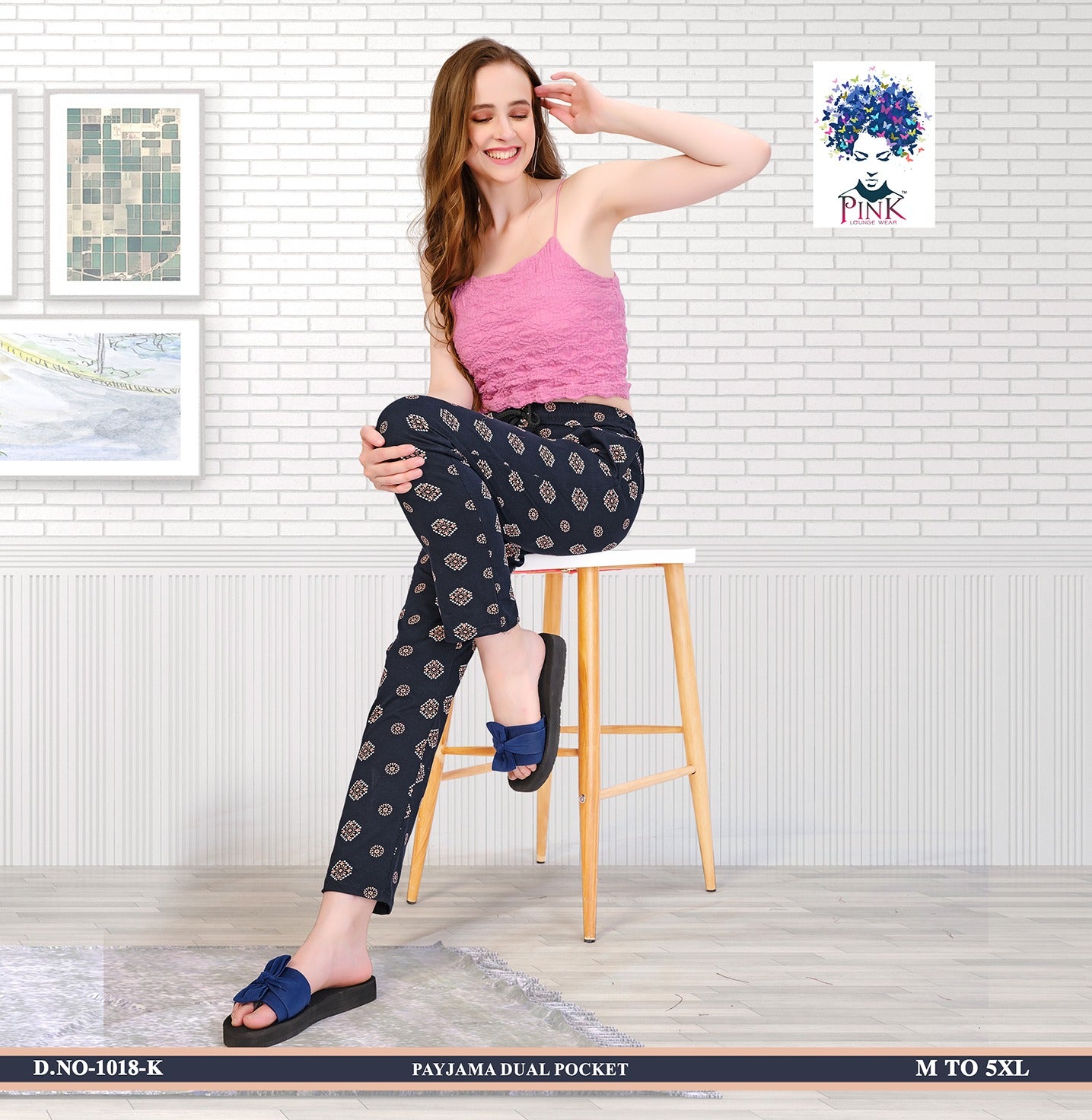 Design 1018 K Pink Women Night Lower Wholesale Rate