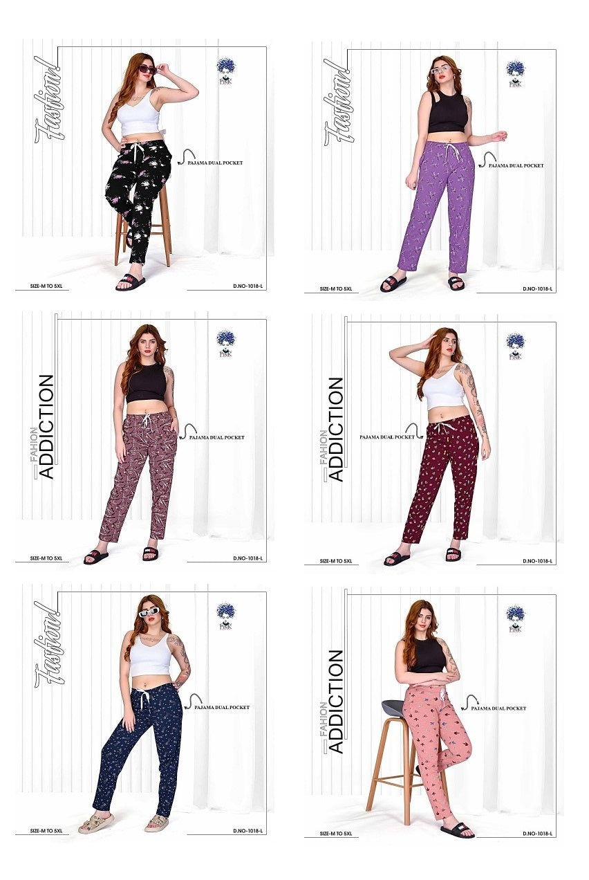 Design 1018 L Pink Hosiery Women Night Lower Supplier