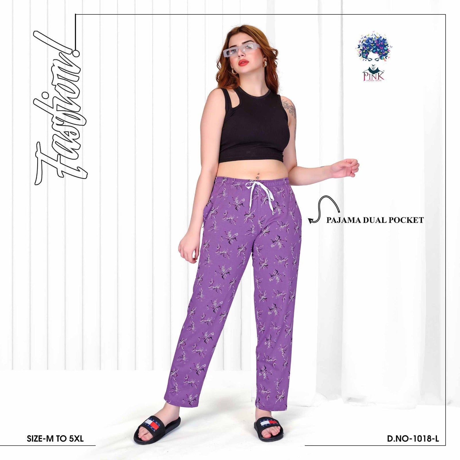 Design 1018 L Pink Hosiery Women Night Lower Supplier