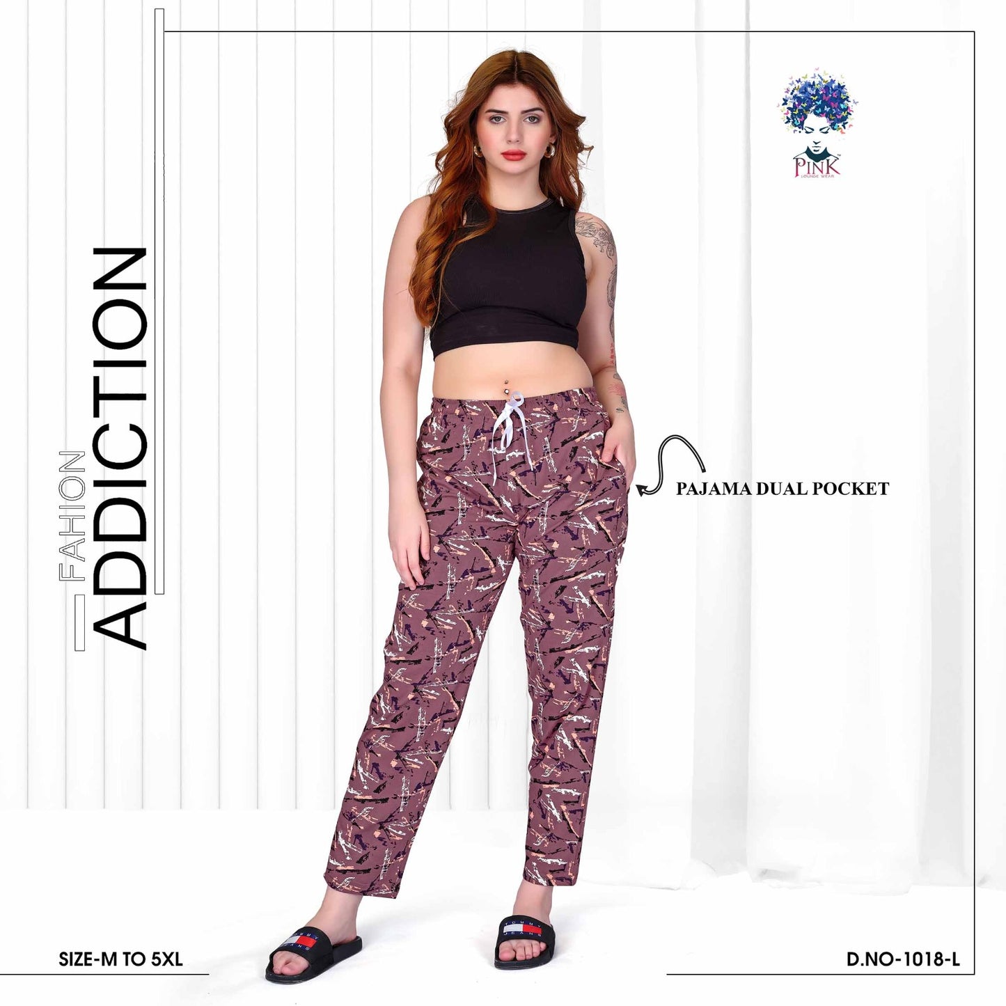 Design 1018 L Pink Hosiery Women Night Lower Supplier