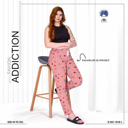 Design 1018 L Pink Hosiery Women Night Lower Supplier