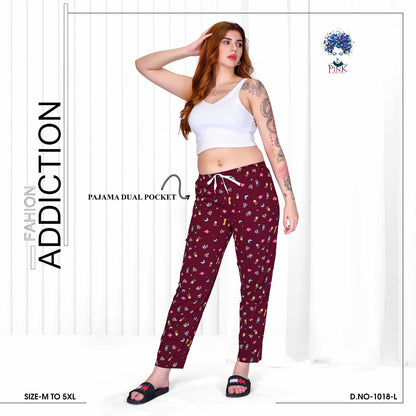 Design 1018 L Pink Hosiery Women Night Lower Supplier