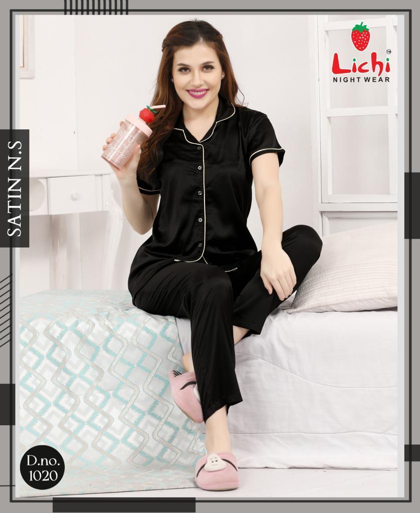Design 1019-1024 Lichi Satin Night Suits Wholesaler India