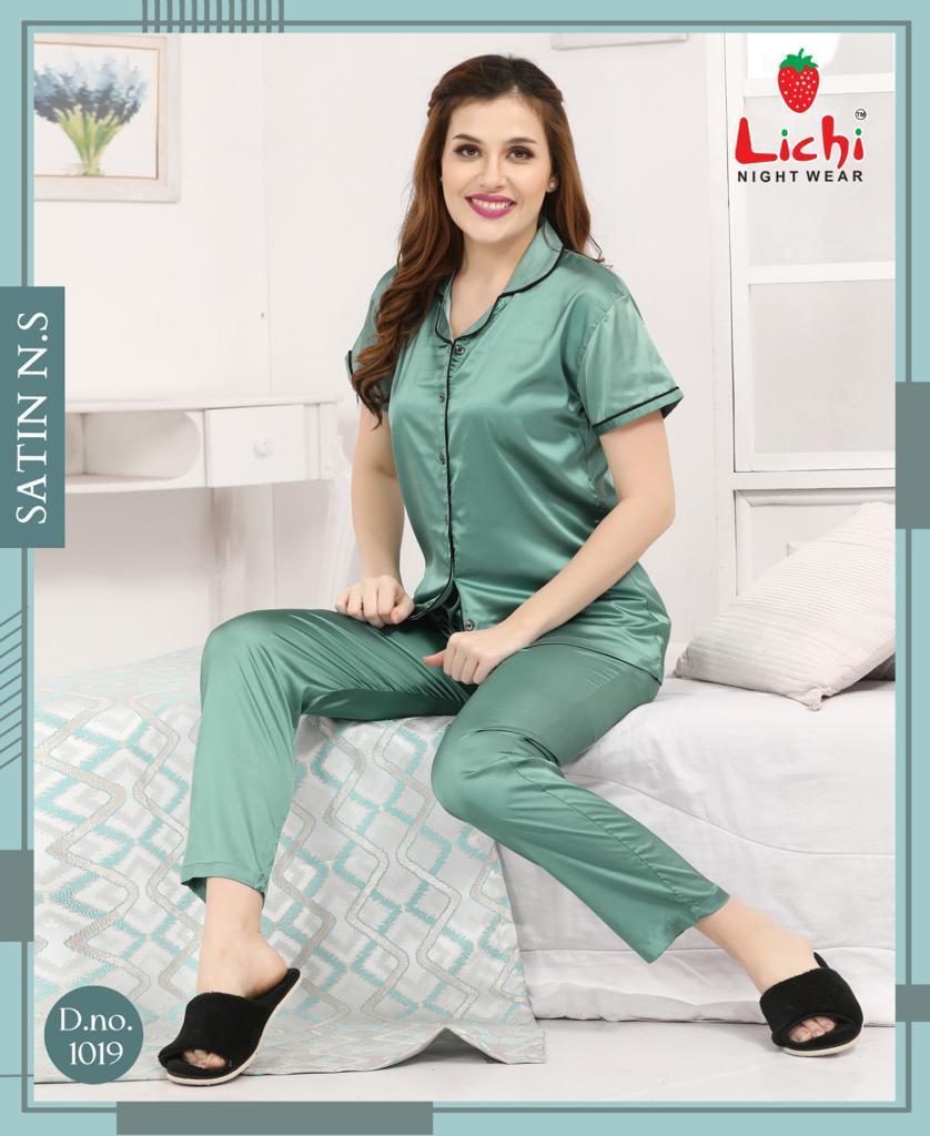 Design 1019-1024 Lichi Satin Night Suits Wholesaler India