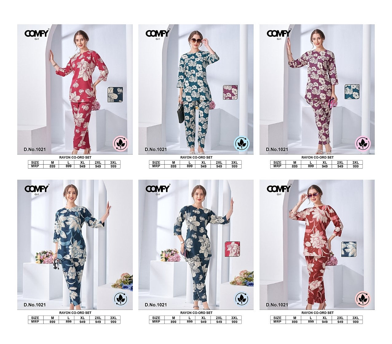 Design 1021 Comfy Rayon Co Ord Set Wholesale Rate