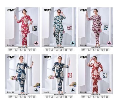 Design 1021 Comfy Rayon Co Ord Set Wholesale Rate