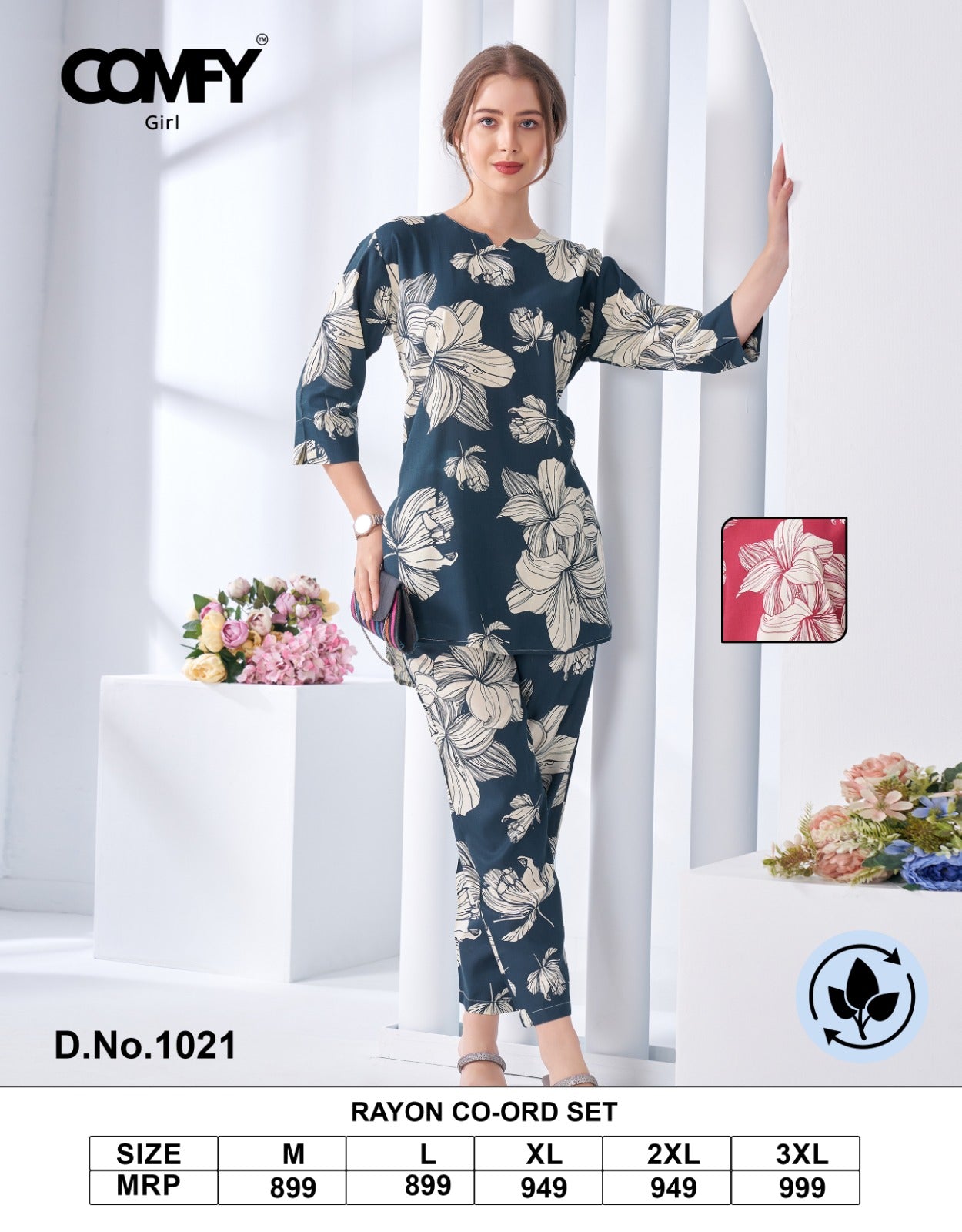 Design 1021 Comfy Rayon Co Ord Set Wholesale Rate