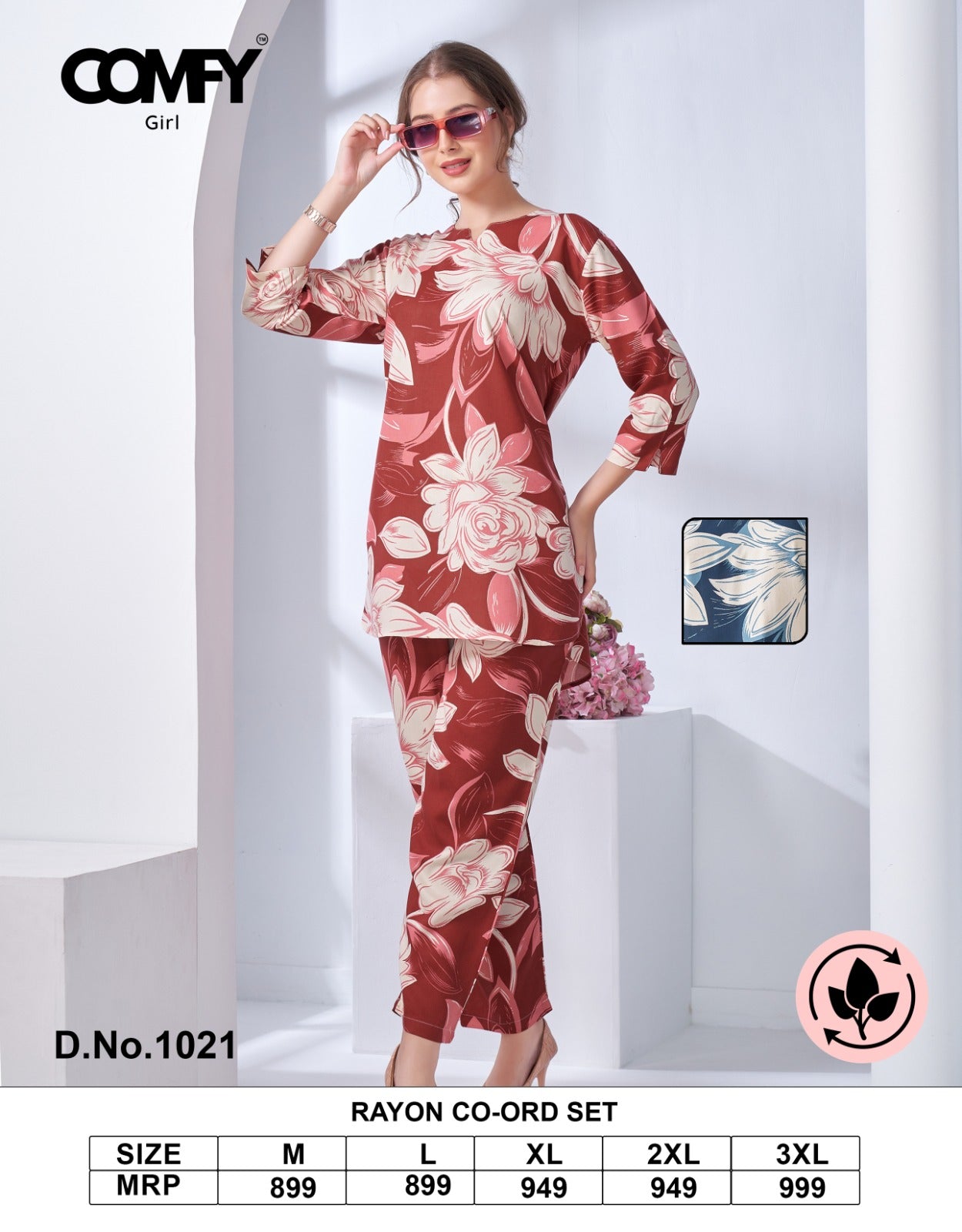 Design 1021 Comfy Rayon Co Ord Set Wholesale Rate