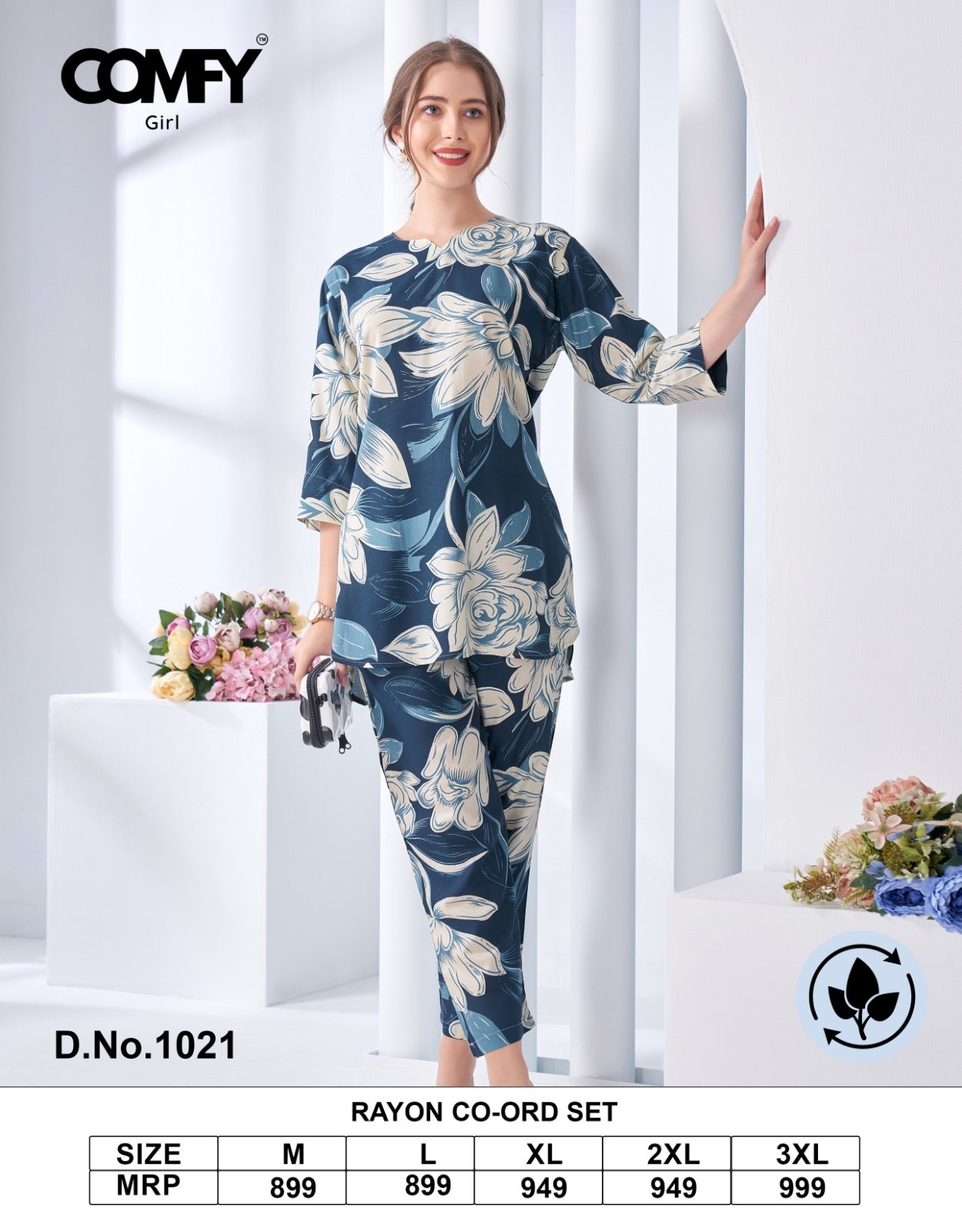 Design 1021 Comfy Rayon Co Ord Set Wholesale Rate