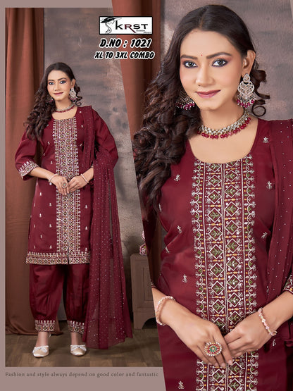 Design 1021 Krst Roman Silk Readymade Suits Wholesaler