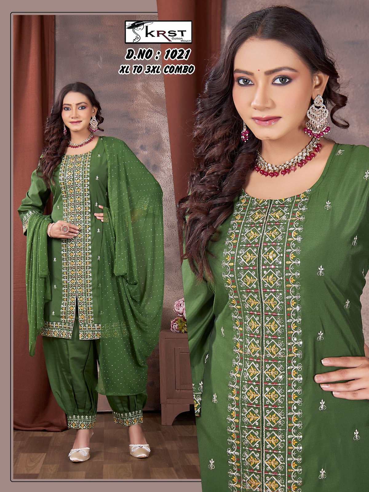 Design 1021 Krst Roman Silk Readymade Suits Wholesaler