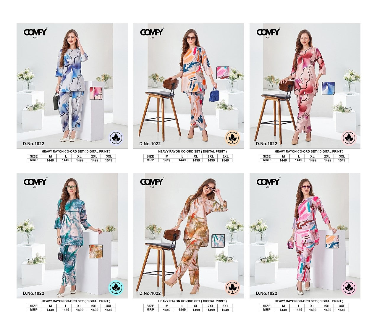 Design 1022 Comfy Rayon Co Ord Set Manufacturer Ahmedabad