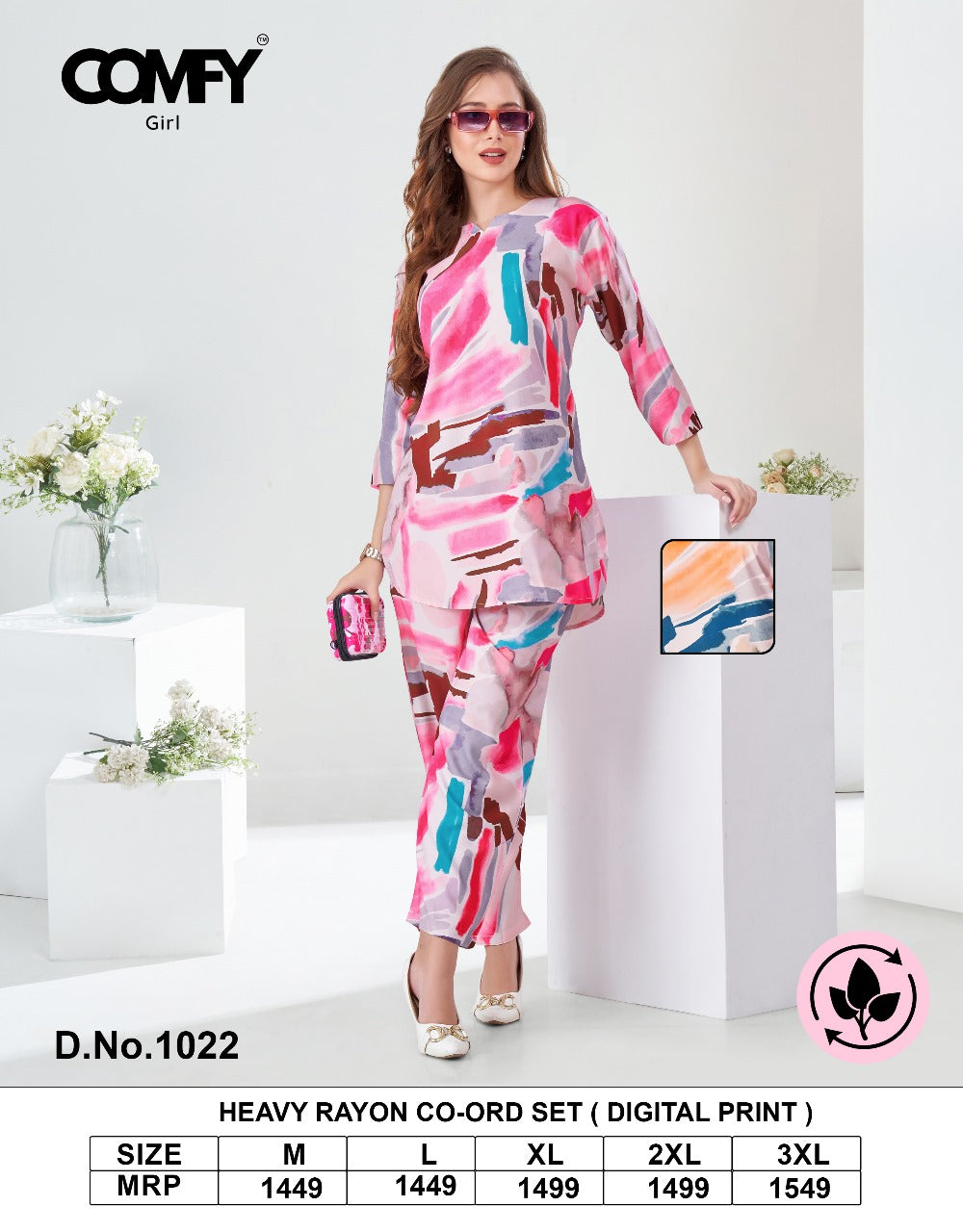 Design 1022 Comfy Rayon Co Ord Set Manufacturer Ahmedabad