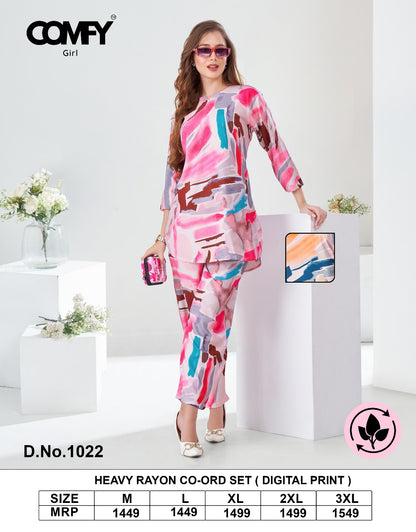 Design 1022 Comfy Rayon Co Ord Set Manufacturer Ahmedabad