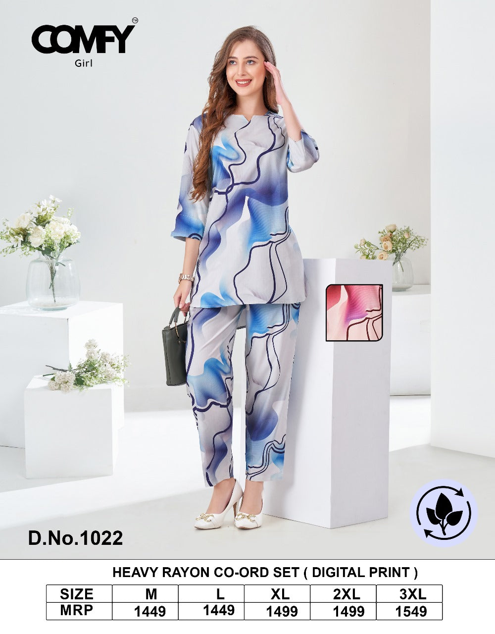 Design 1022 Comfy Rayon Co Ord Set Manufacturer Ahmedabad