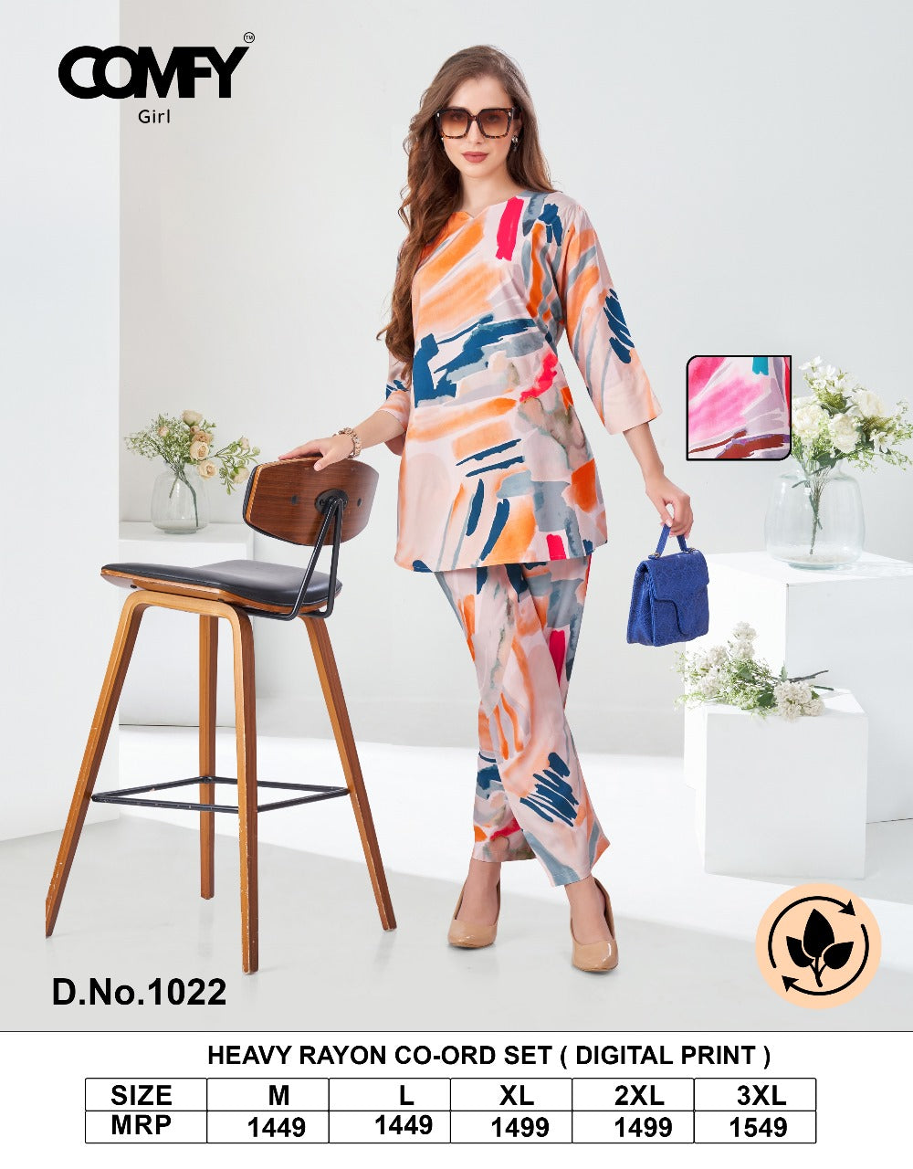 Design 1022 Comfy Rayon Co Ord Set Manufacturer Ahmedabad