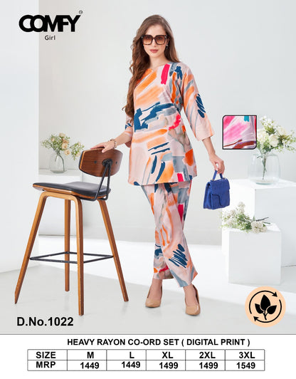 Design 1022 Comfy Rayon Co Ord Set Manufacturer Ahmedabad
