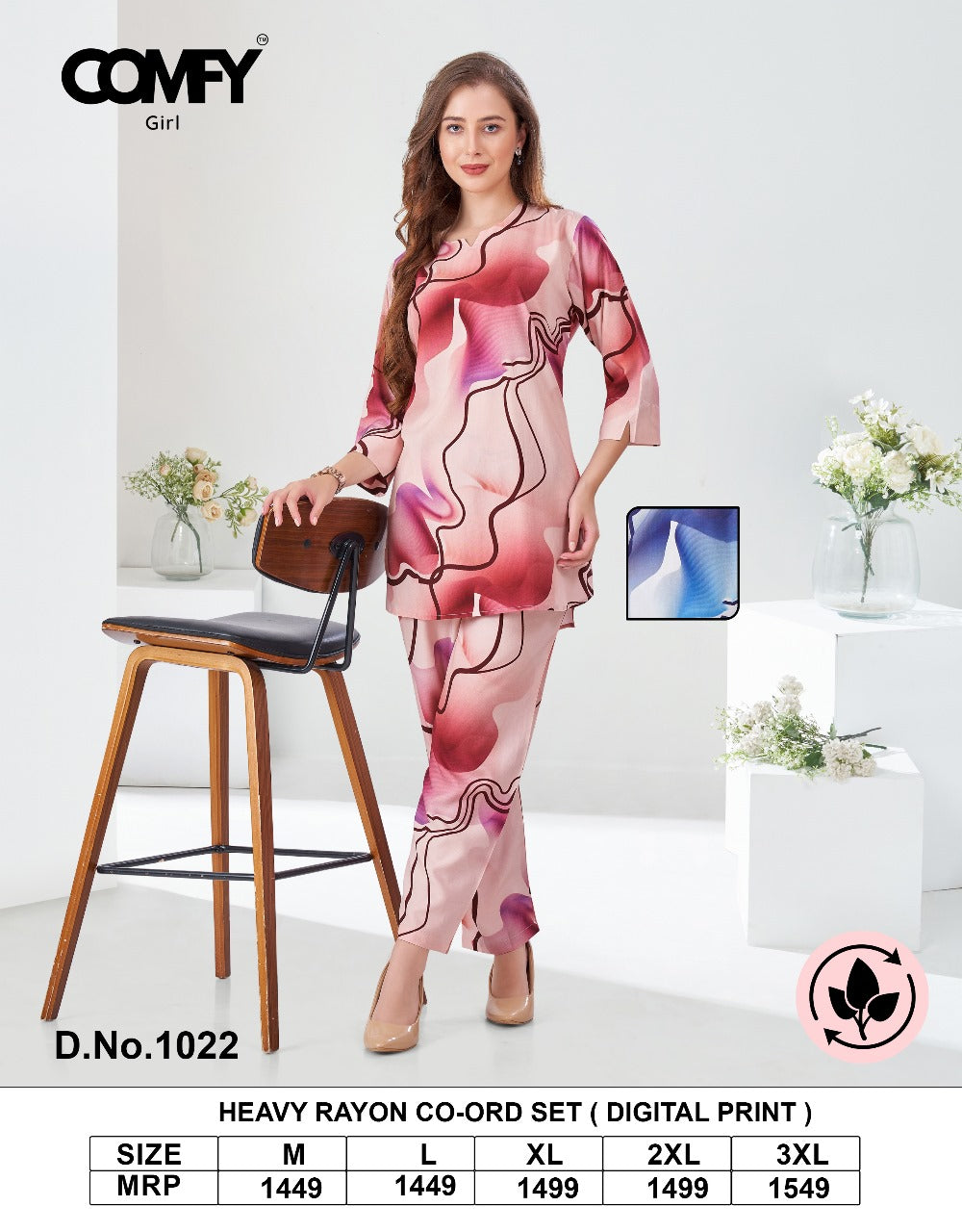 Design 1022 Comfy Rayon Co Ord Set Manufacturer Ahmedabad