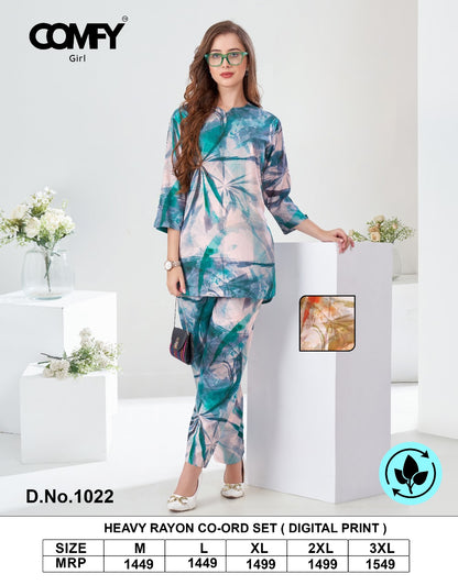 Design 1022 Comfy Rayon Co Ord Set Manufacturer Ahmedabad