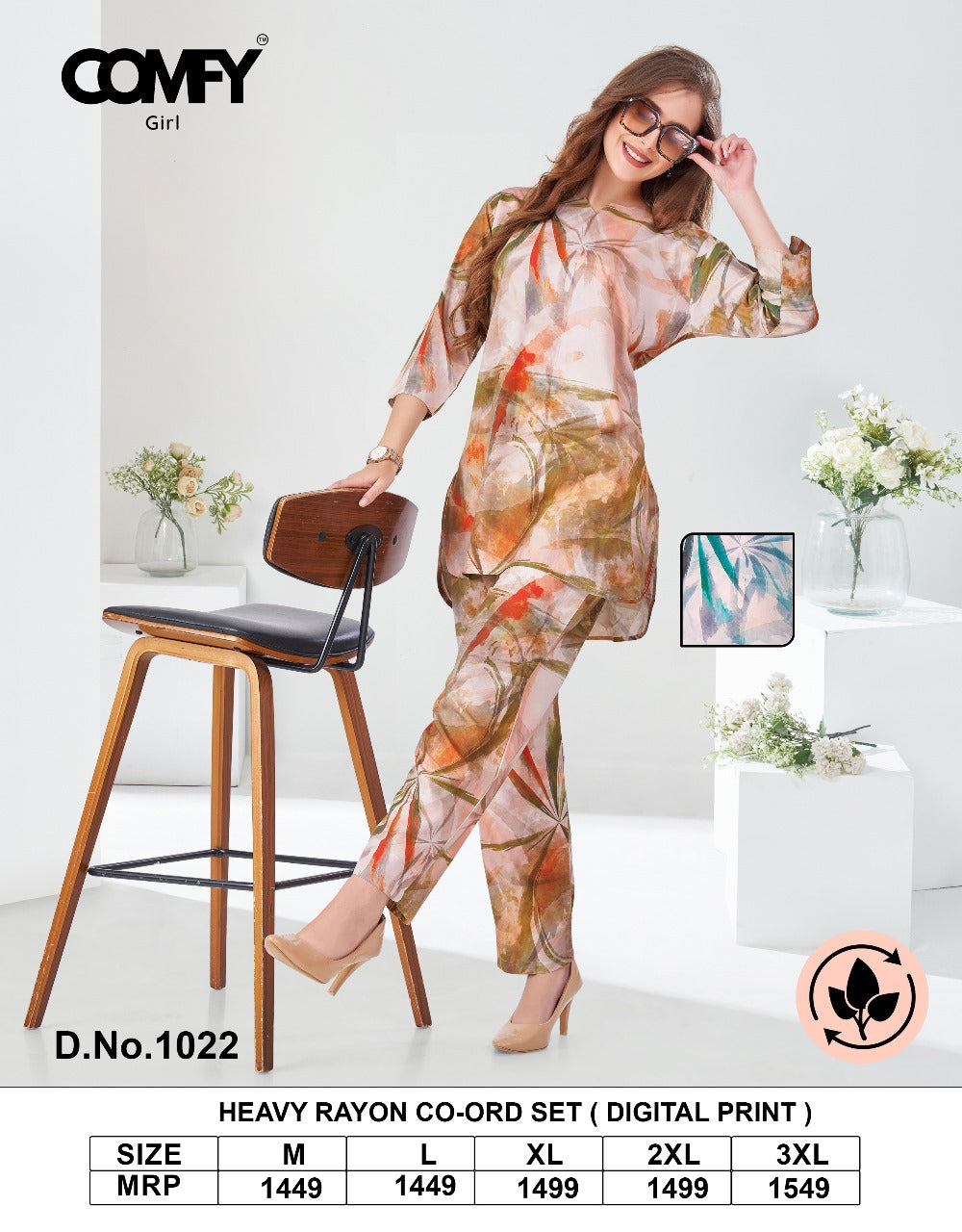 Design 1022 Comfy Rayon Co Ord Set Manufacturer Ahmedabad