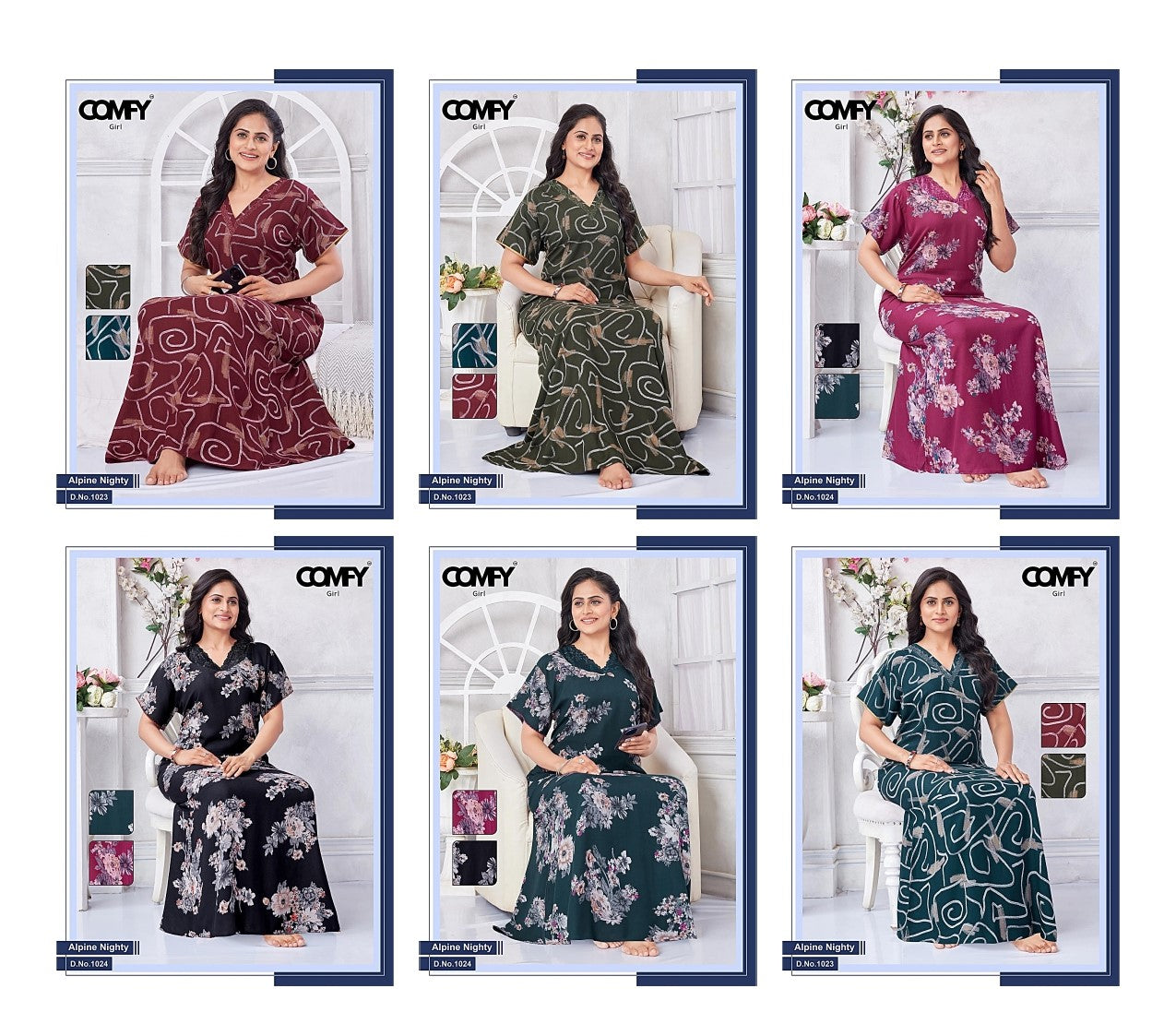 Design 1023-1024 Comfy Alpine Night Gowns Supplier