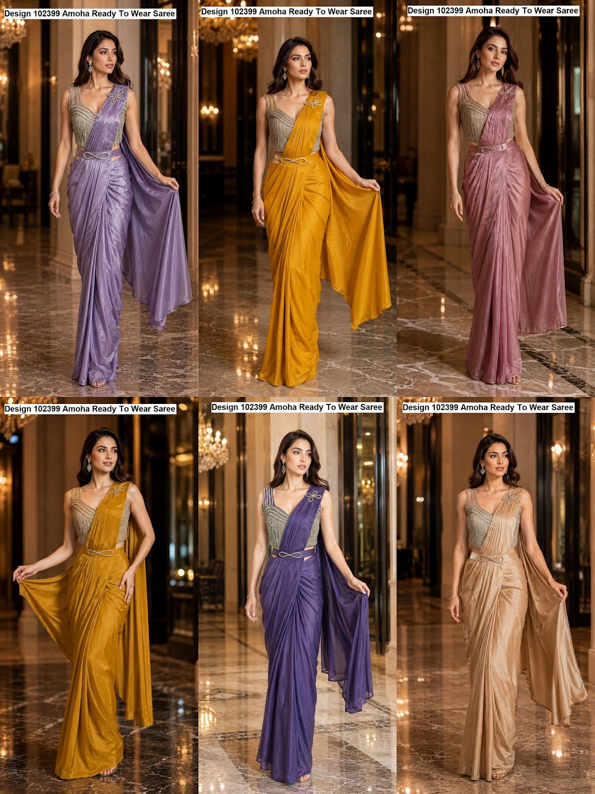 Design 102399 Amoha Chinnon Ready To Wear Saree Manufacturer