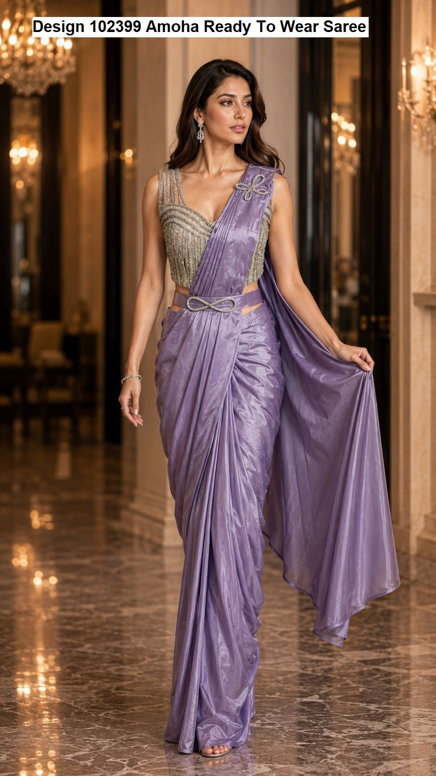 Design 102399 Amoha Chinnon Ready To Wear Saree Manufacturer