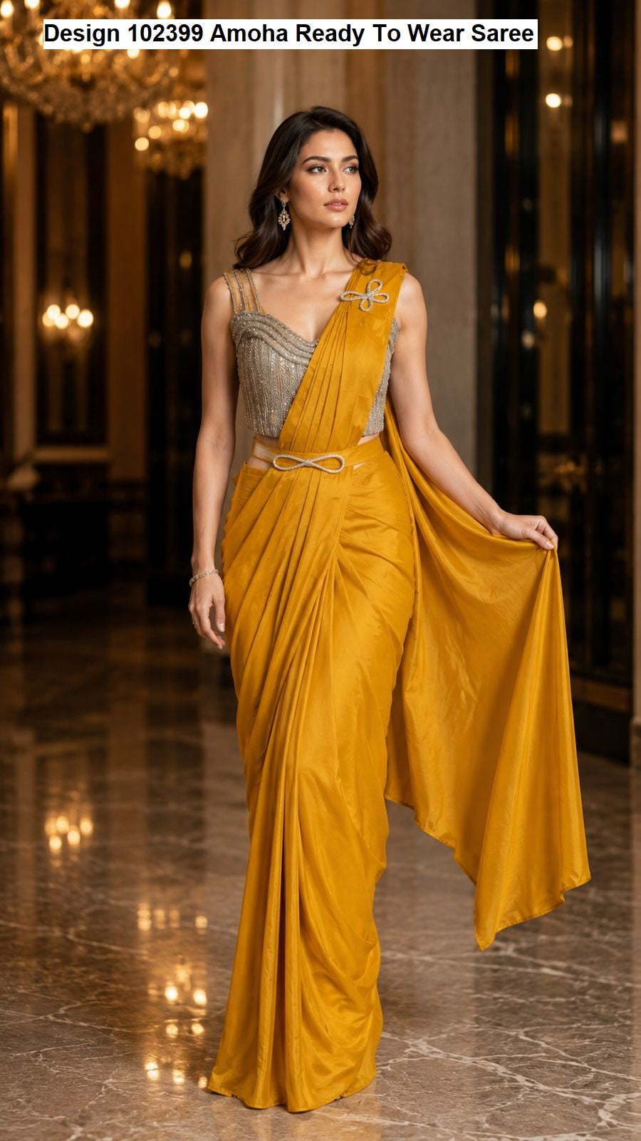 Design 102399 Amoha Chinnon Ready To Wear Saree Manufacturer