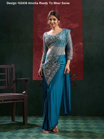 Design 102438 Amoha Imported Ready To Wear Saree Supplier India