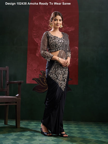 Design 102438 Amoha Imported Ready To Wear Saree Supplier India