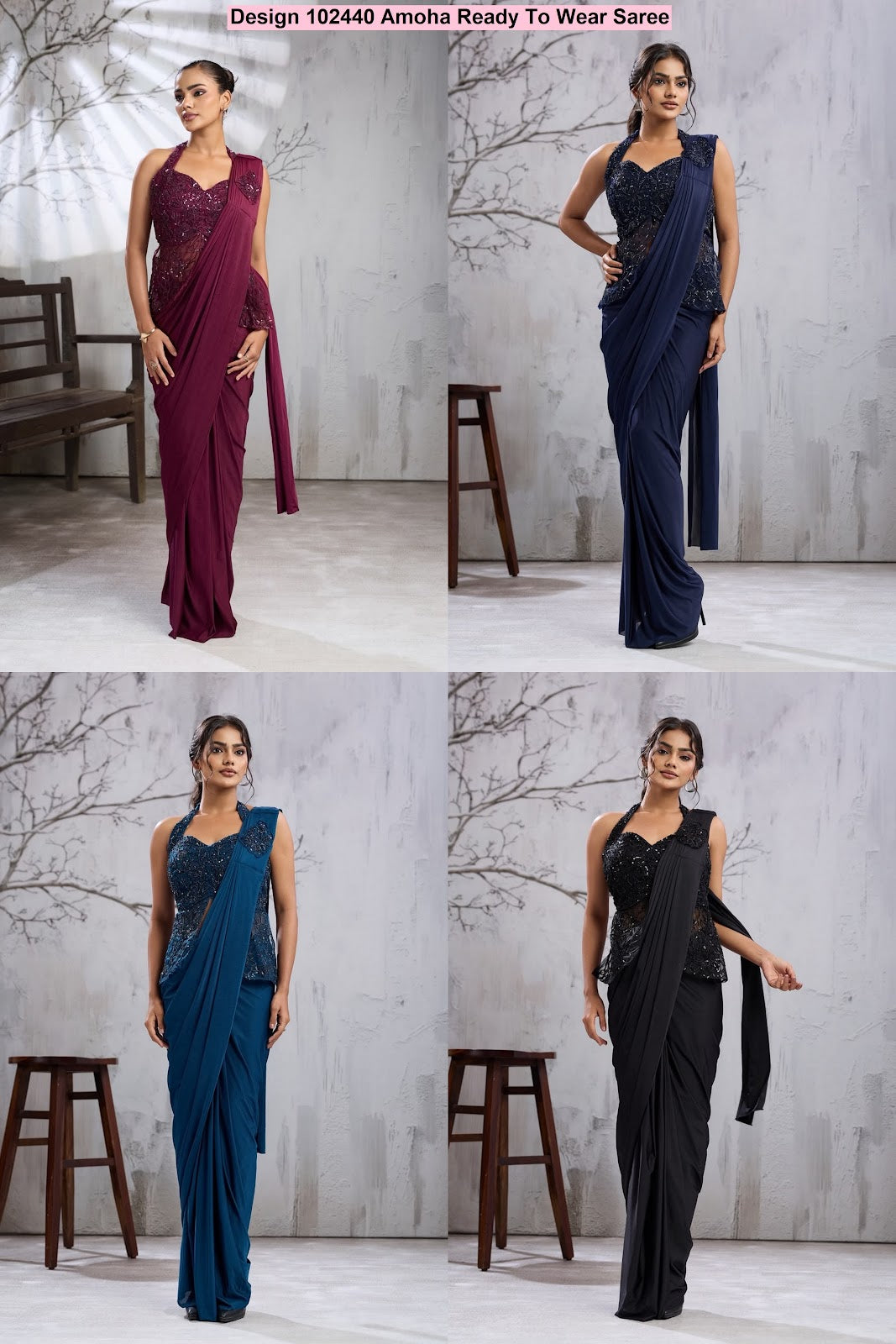 Design 102440 Amoha Imported Ready To Wear Saree Exporter Gujarat