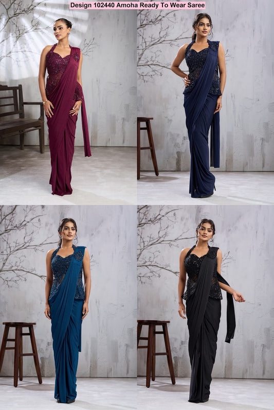 Design 102440 Amoha Imported Ready To Wear Saree Exporter Gujarat