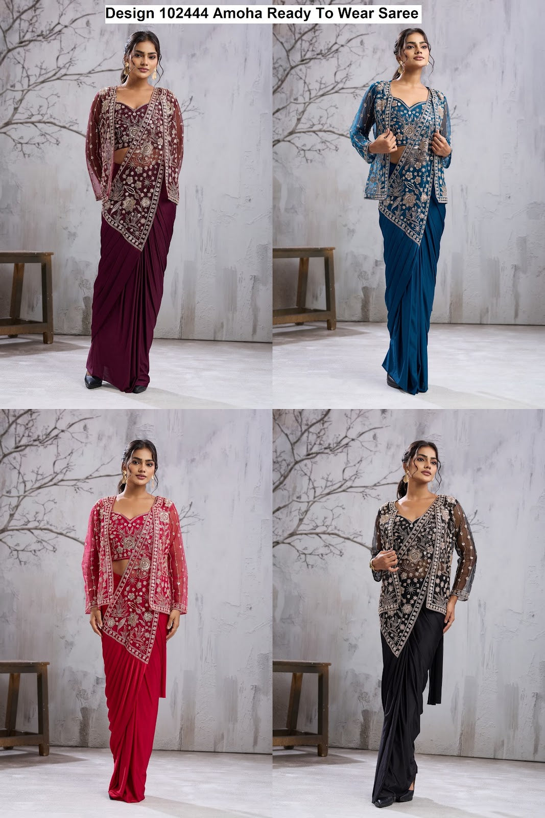 Design 102444 Amoha Imported Ready To Wear Saree Wholesale