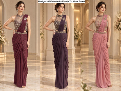 Design 102470 Amoha Imported Lycra Ready To Wear Saree Wholesaler Gujarat