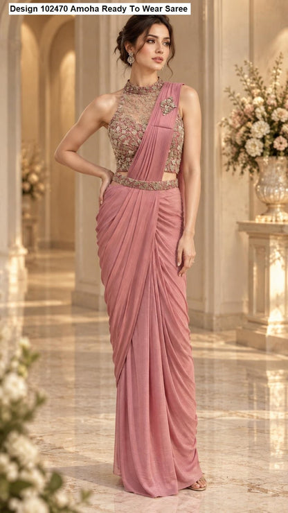 Design 102470 Amoha Imported Lycra Ready To Wear Saree Wholesaler Gujarat